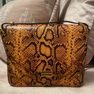 Wandler Luna in yellow & deep brown snake embossed